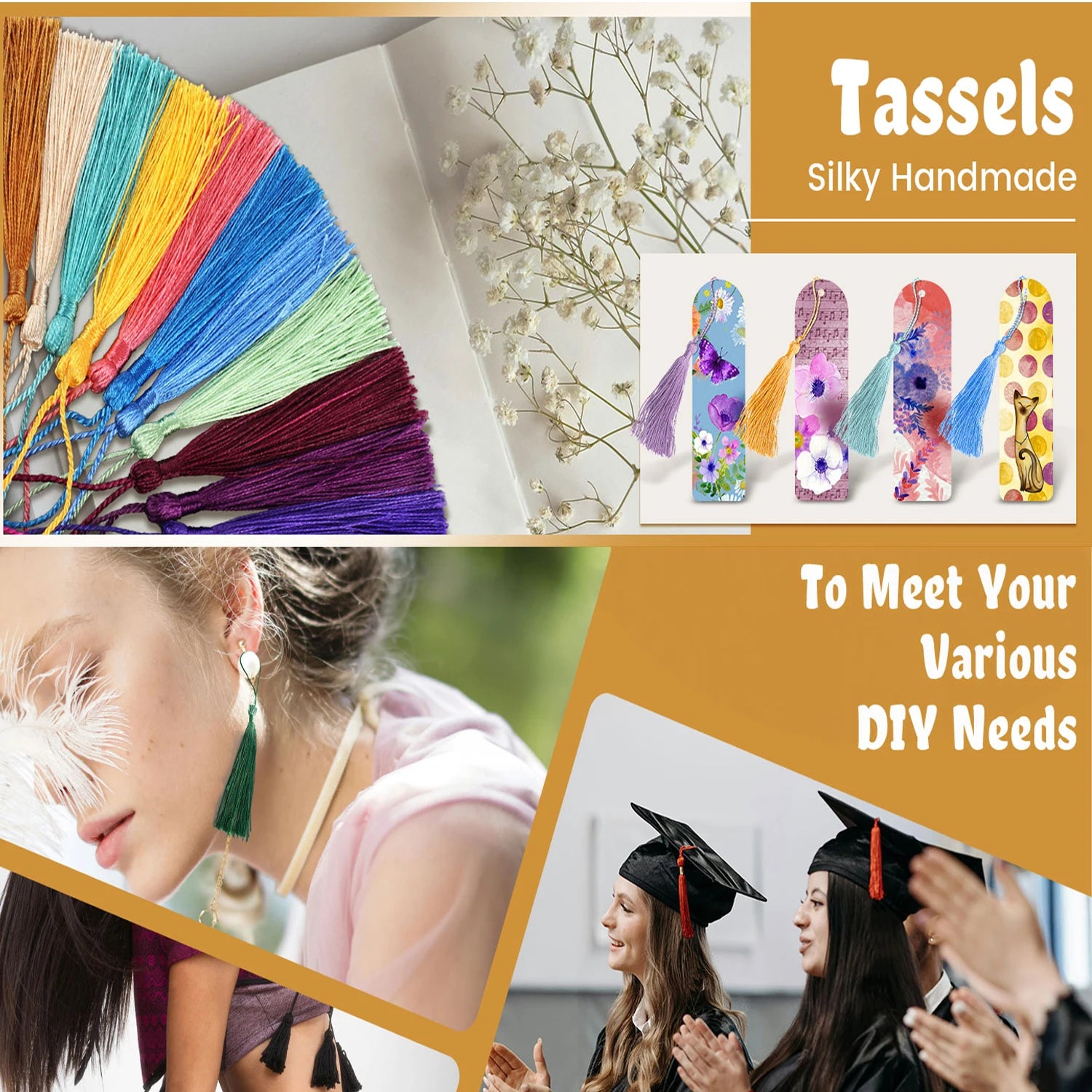 40/60PCS Craft Bookmark Keychain Tassels, Jewelry Making Keychain Tassels,Graduation Mini Tassels, Bookmark Tassels DIY Material Oasis Select