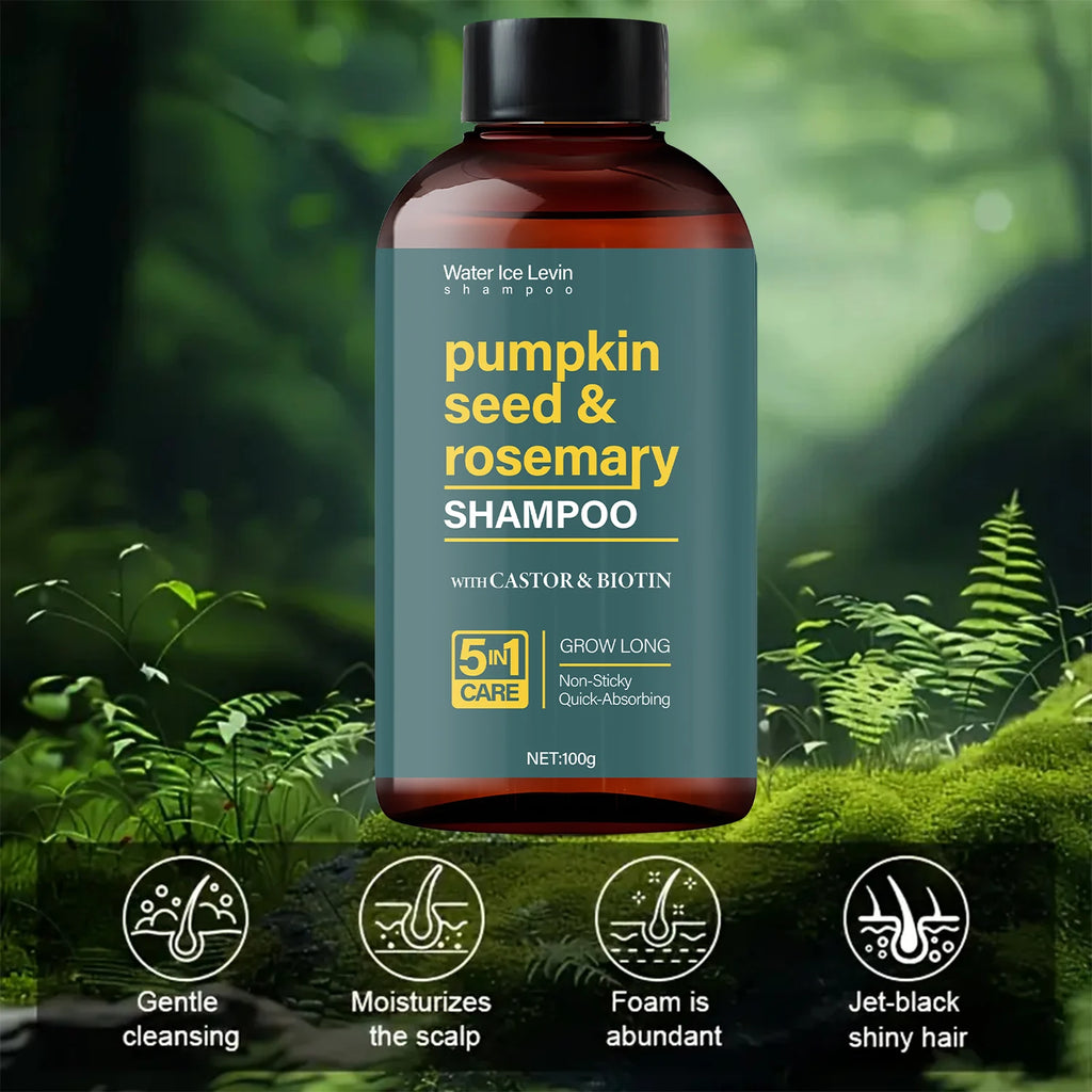 Water Ice Levin Pumpkin Seed & Rosemary Shampoo with Castor Oil & Biotin for Hair Growth, 5M Care, Non-Sticky Formula Oasis Select