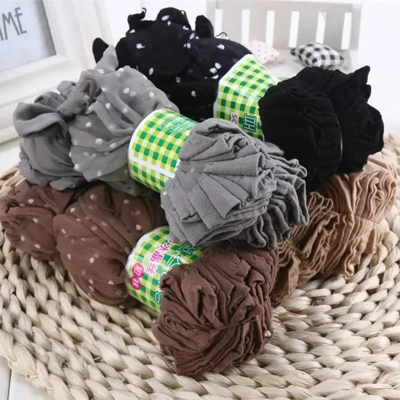 10/20/30pairs Cool Breathable Summer Sexy Black Skin Dot Sock Solid Color Dot Socks Women Girls High Stretch Mesh Nylon Sock Oasis Select
