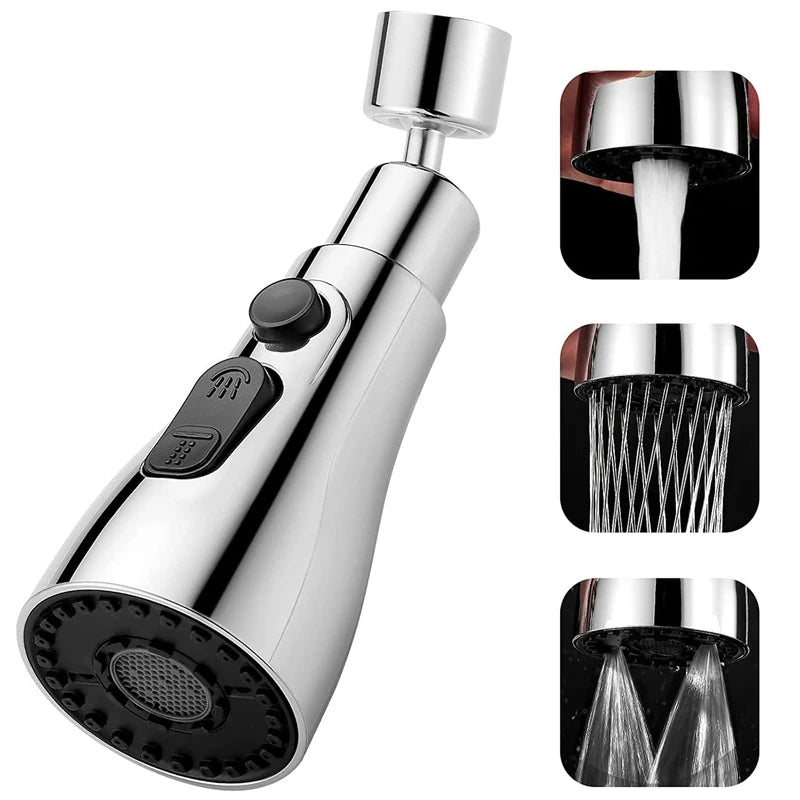 Faucet Extender Metal Alloy 360 Rotation Sprayer Kitchen Taps Three Modes Head Water Saver Anti-Splash Tap Booster Shower Faucet Oasis Select
