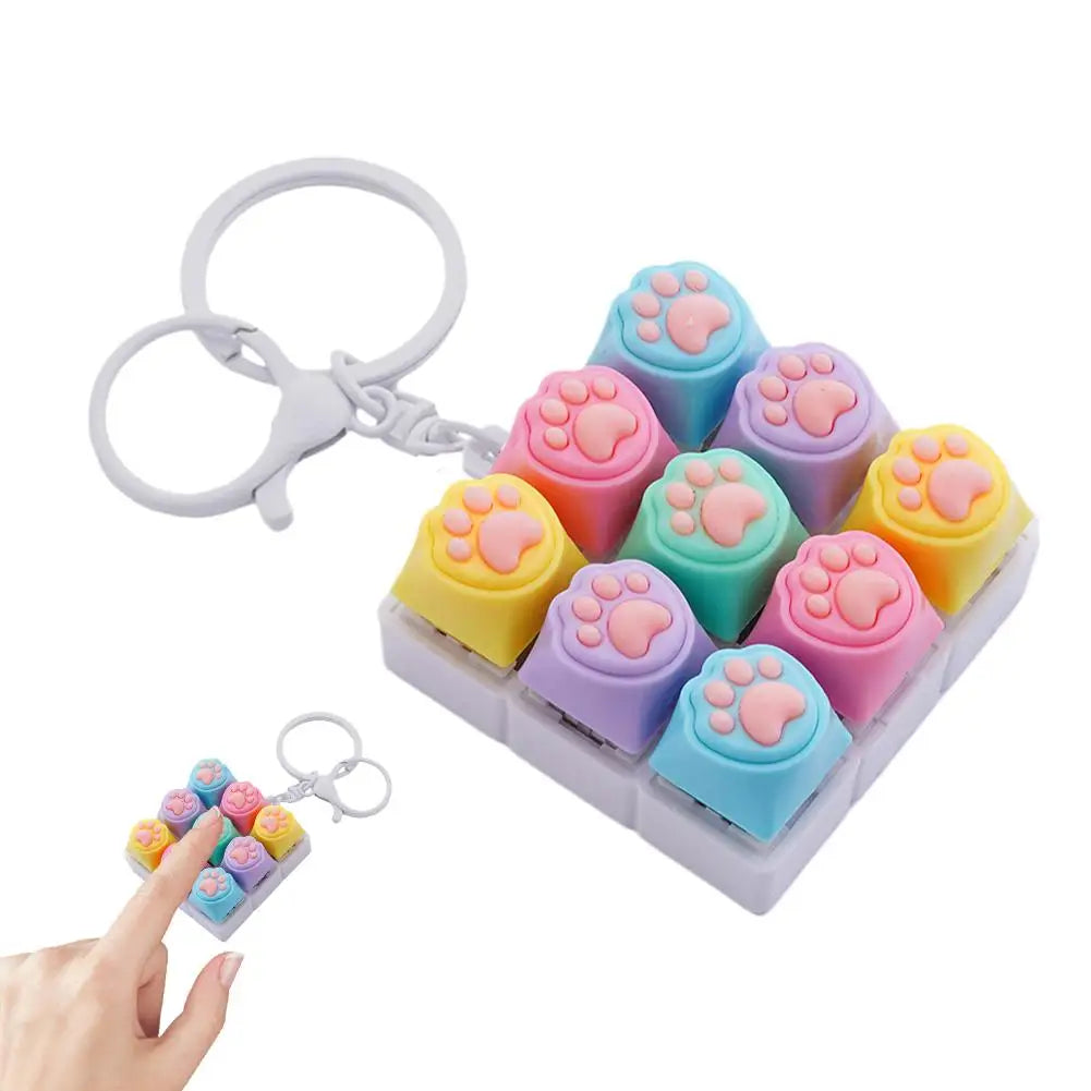 Silent Keyboard Fidget Toy,Fidget Keyboard For Stress Relief Cat's Paw Keyboard Fidget Clicker,ANTI-Anxiety Keyboard Keychains Oasis Select D