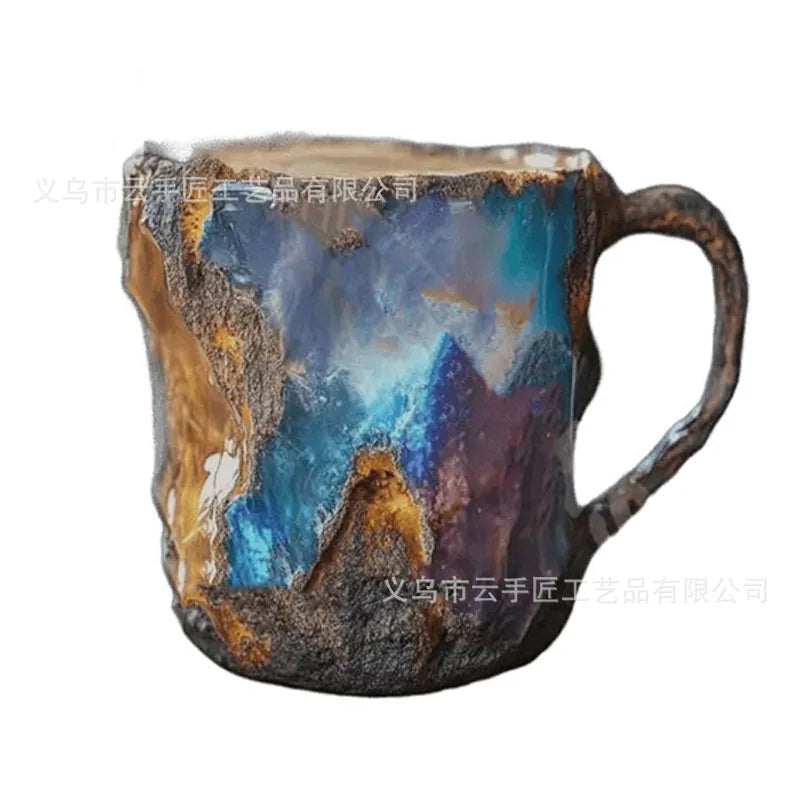 Fashionable Mineral Crystal Coffee Mugs, Imitation Resin Cups for Tea Coffee, Ideal for Christmas Gift Oasis Select blue ore