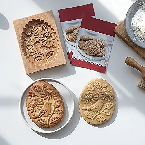 Beech Wood Cookie Cutters - Flower Shape Biscuit Molds for Baking, Food-Grade Wooden Pastry Cutters Oasis Select Tit10x8x2cm
