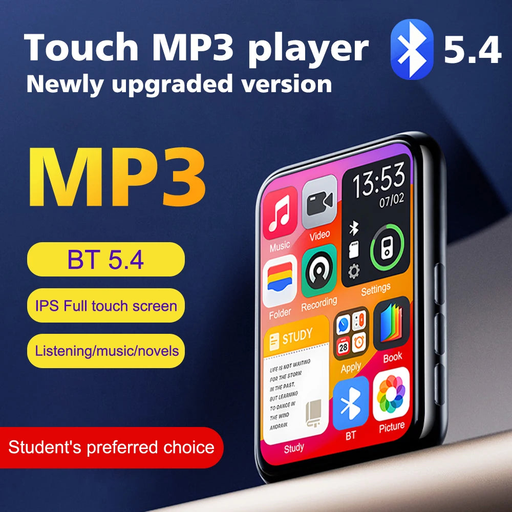 2026 New MP3 Player Bluetooth 5.4 Touch Screen HiFi Lossless Music Play Built-in Speaker 32GB Support Recording E-Book MP3 Oasis Select