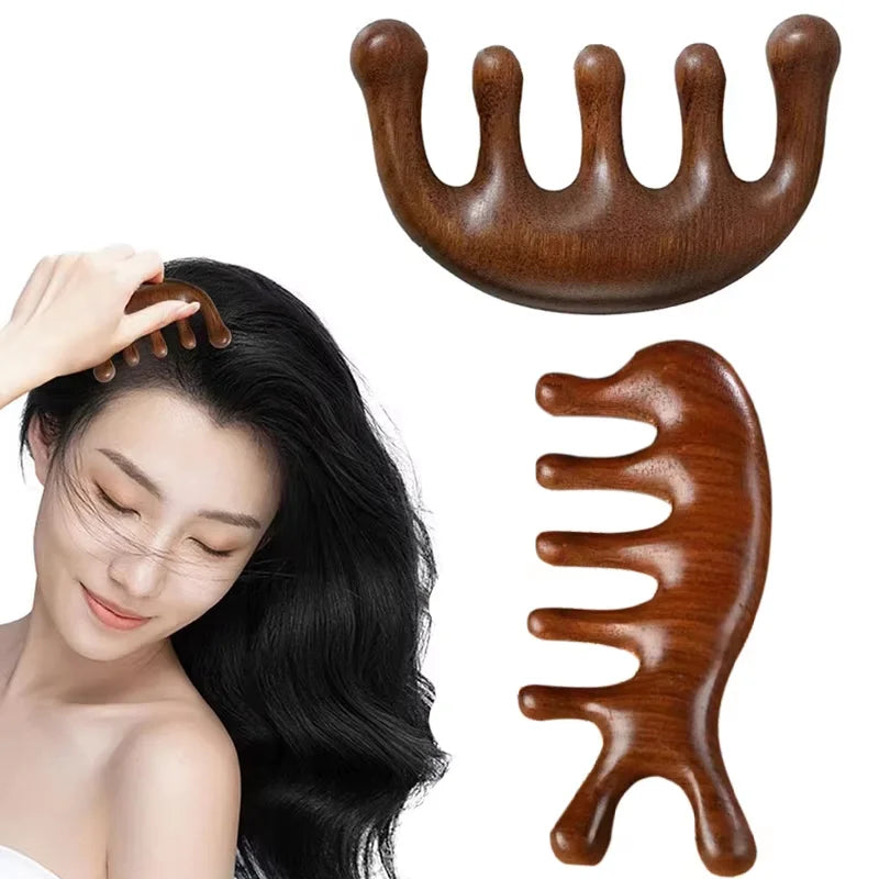Sandalwood 5-Tooth Scalp Massage Comb – Head & Body Set Scalp Massage Comb Oasis Select