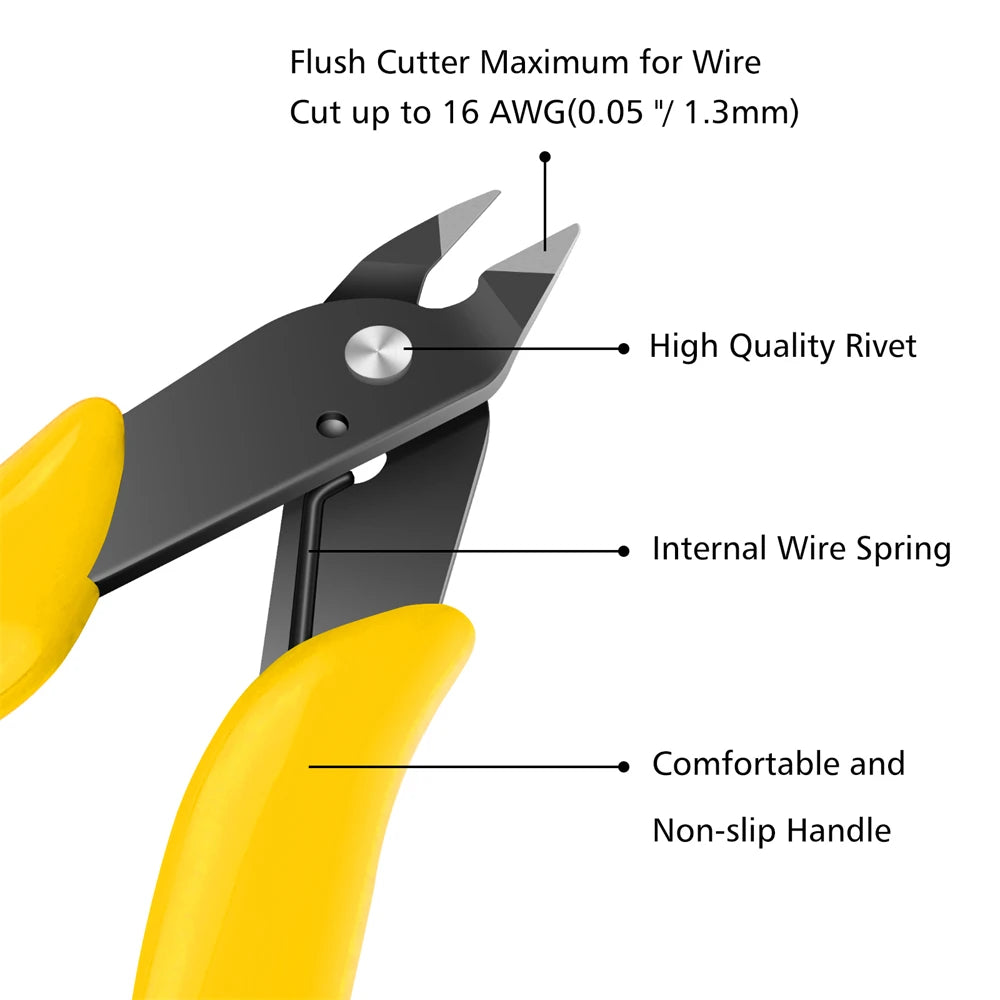 170 Wire Cutter DIY Trimmer Diagonal Side Cutting Cable Nippers Yellow Pliers Hand Mini Snips Flush Nipper Trimmer Hand Tools Oasis Select