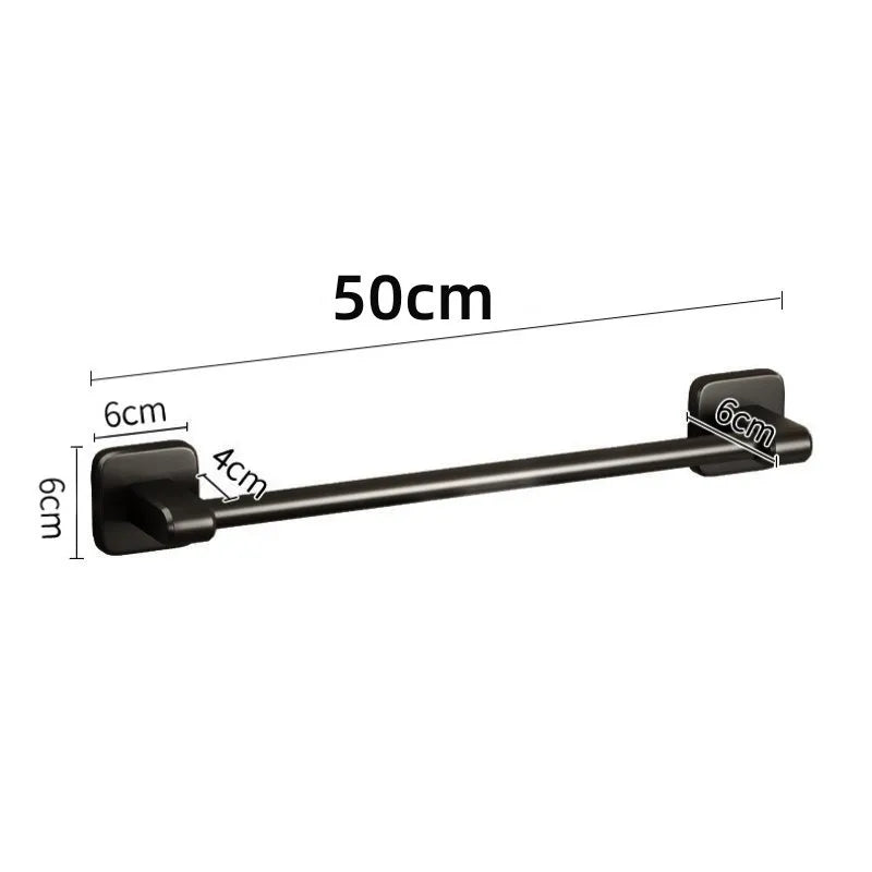 Bathroom Towel Holder White Without Drilling Bathroom Black Towel Rack Towel Bar Self-Adhesive Bathroom Towel Rack Towel Rail Oasis Select 50cm black