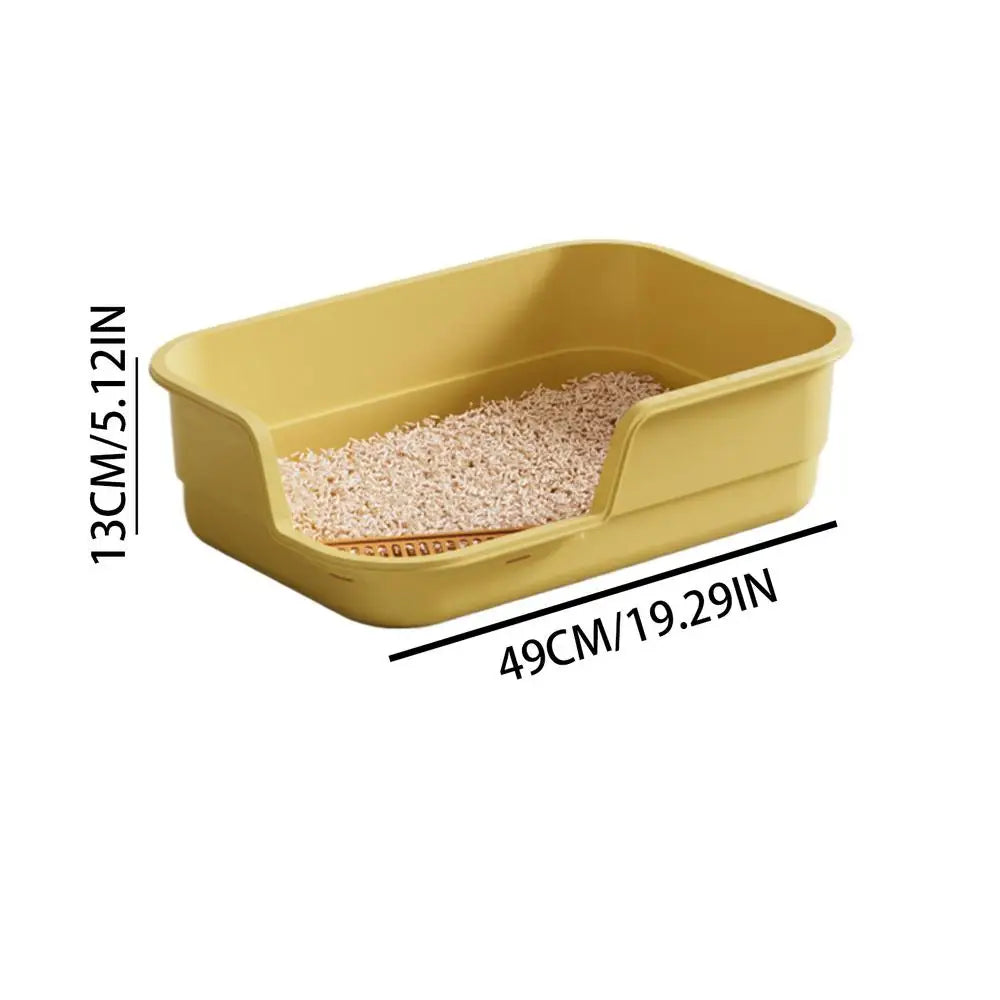 Cat Box Semi Enclosed Easy Clean with Scoop Open Top Semi Enclosed Litter Box for Cleaning Odor Control Indoor Office Dorm Oasis Select Yellow