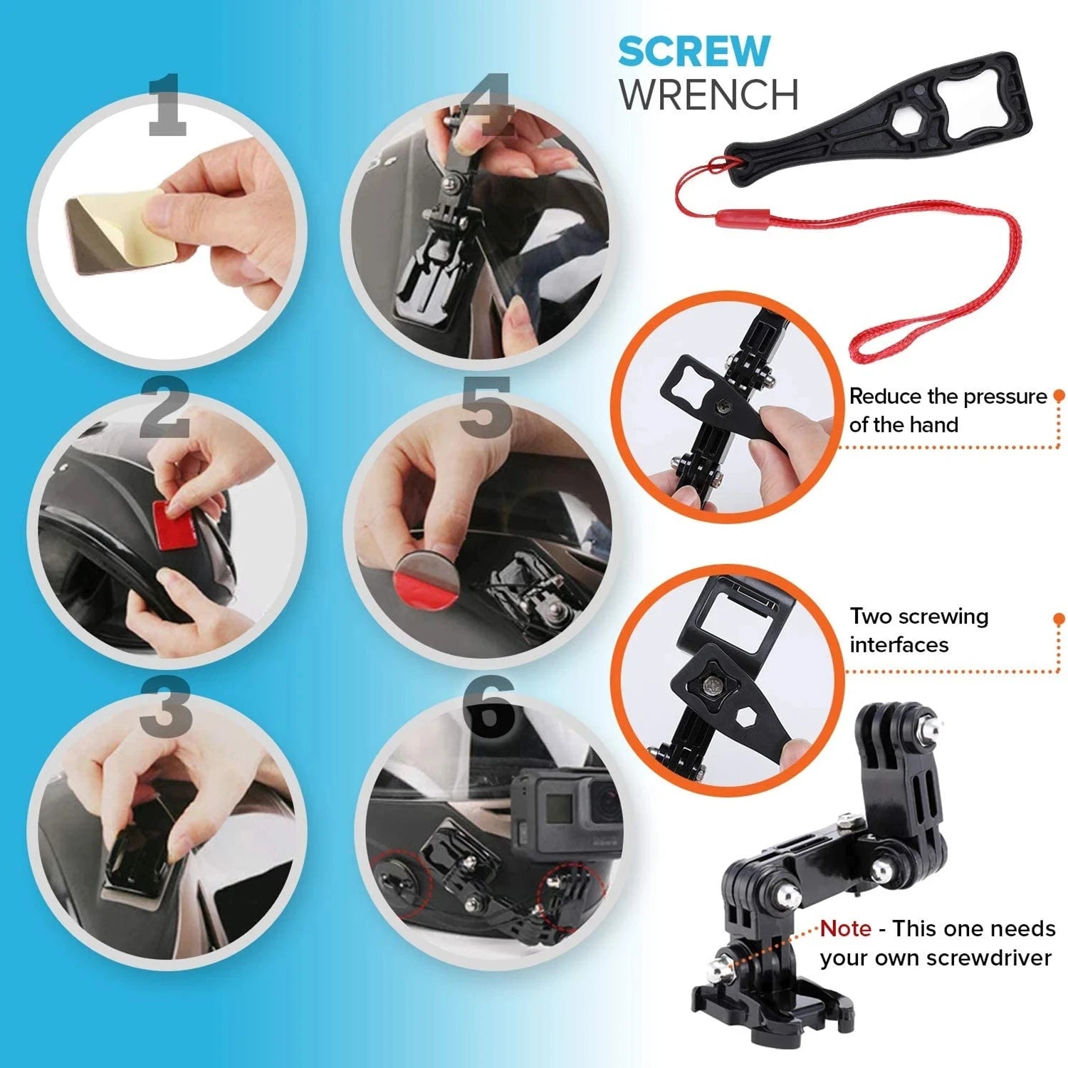 Motorcycle Helmet Chin Mount Kit for GoPro & Action Cameras