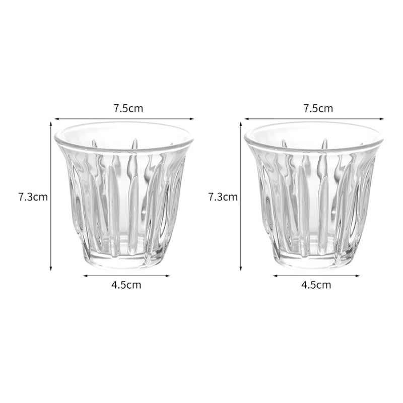 2Pcs Glass Coffee Cup Espresso Mug Creative Striped Anti-scald Mocha Juice Cocktails Coffee Mugs for Latte Cappuccino Tea Cafe Oasis Select 130ml 2Pcs
