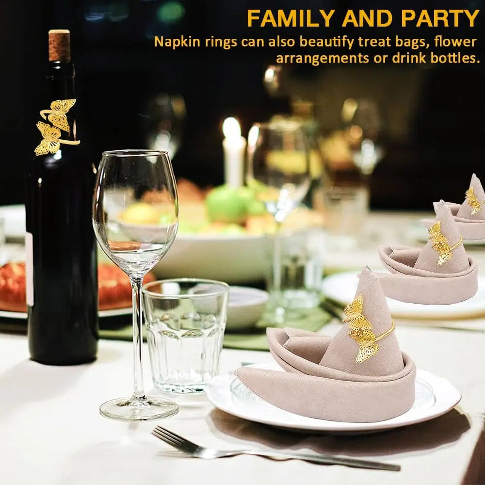 1-36PCS Butterfly Napkin Rings Wedding Table Decor Elegant Napkin Holders Creative Cloth Ring for Party Supplies Oasis Select