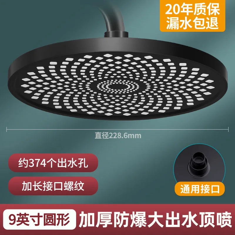 New 10 inch Big Panel Rainfall Shower Head,High Pressure Shower Head,Water Saving,Top Rain Shower Faucet Bathroom Accessories Oasis Select R01 Black