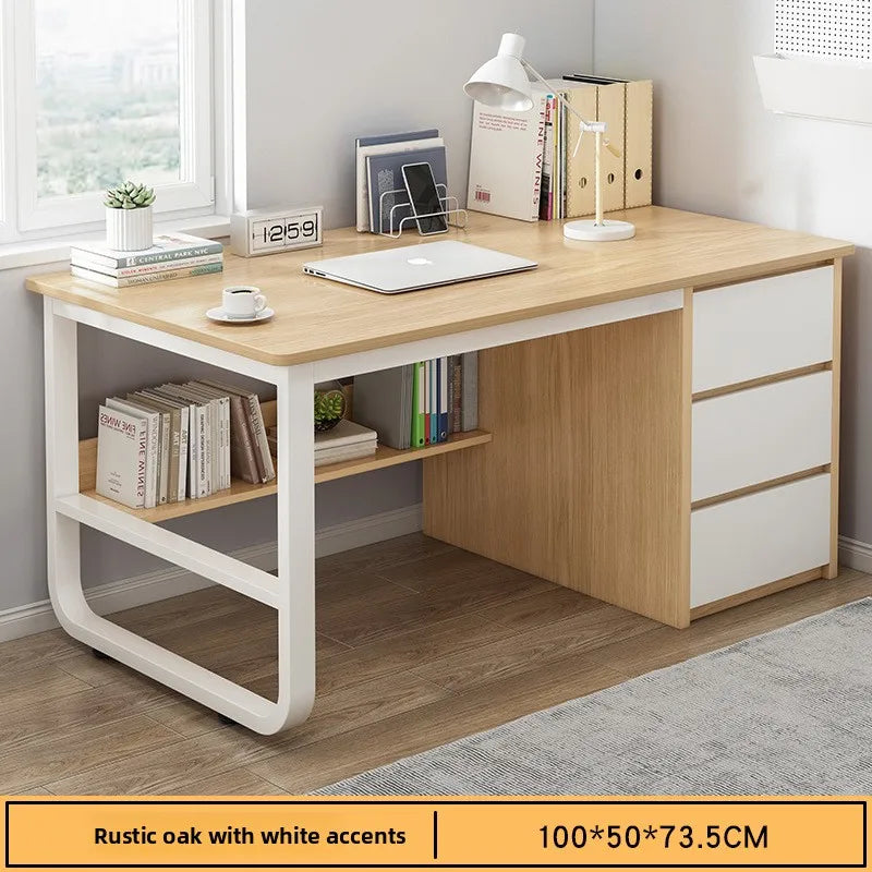 Desk Desktop Computer Desk Simple Home Desk Student Bedroom Bookshelf Integrated Writing Desk Oasis Select Pastoral-100-50-A