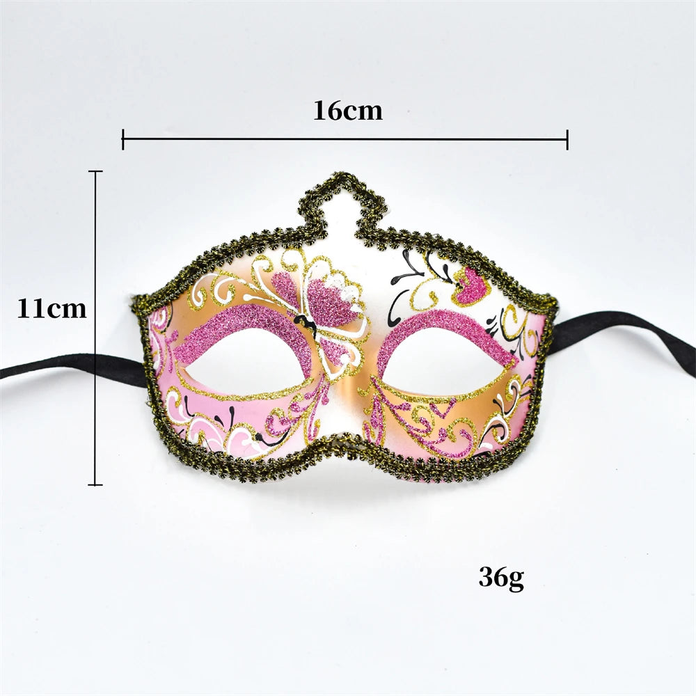 Party Bar Makeup Ball Half Face Men's Painted Gold Powder Mask Handmade Princess Mask Women's Handmade Dance Props Oasis Select