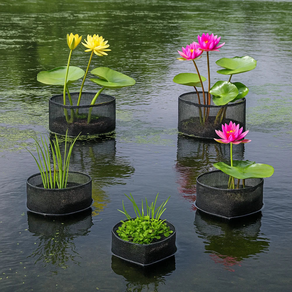 4Pcs Breathable Mesh Pond Plant Baskets Reusable Square/Round Aquatic Planting Bags Easy To Clean Enhanced Root Hydration Oasis Select