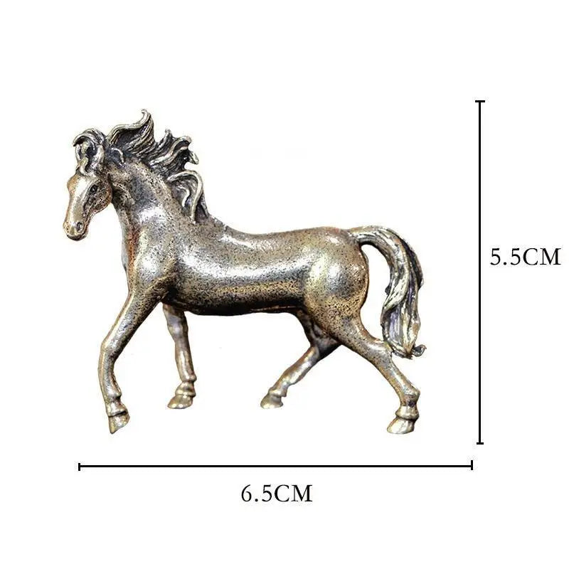 Miniature Bronze Brass Horse Figurine Sculpture Animal Statue Pure Copper Desktop Decoration Artwork for Home Decor Oasis Select C