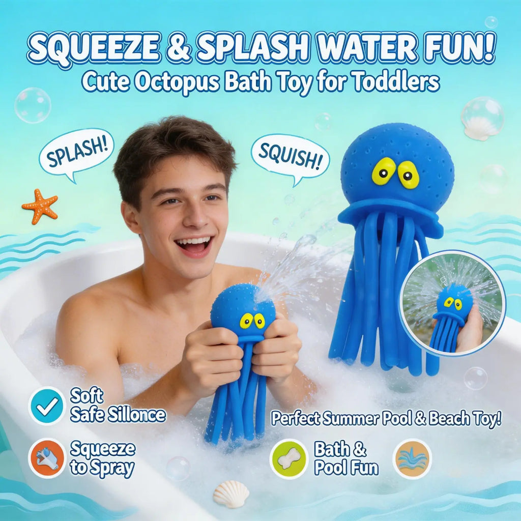 Squirt Octopus Squeeze Toy Outdoor Water Fun Interactive Game Play Pool Bathtub Bath Portable Party Supplies Gift Oasis Select