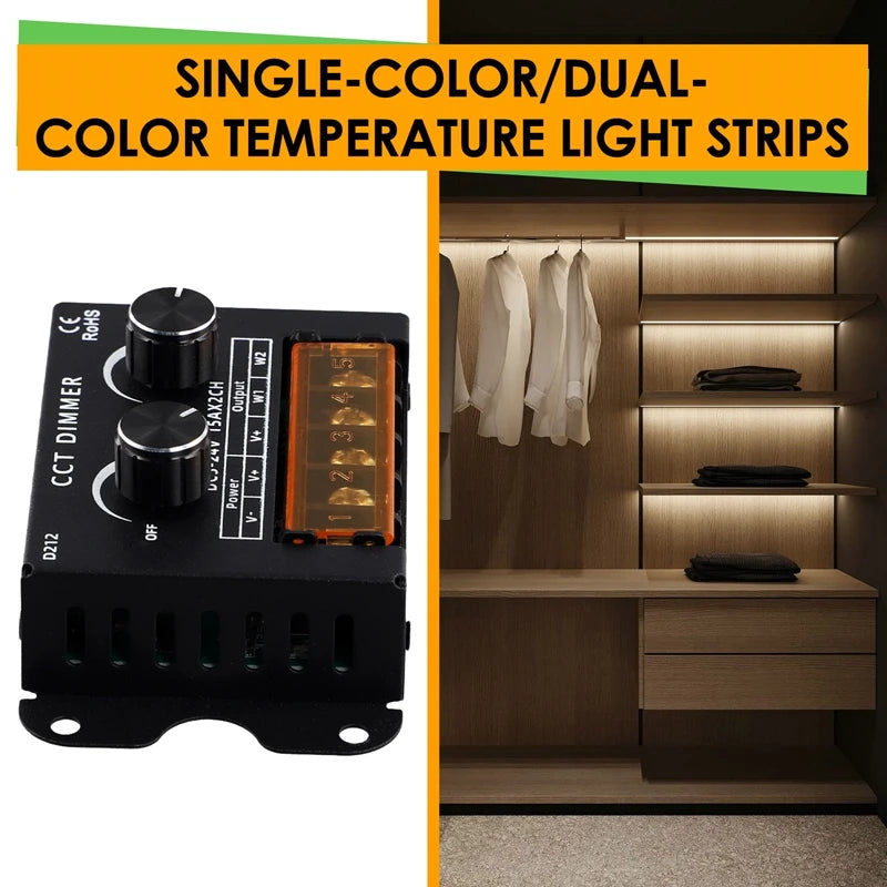LED Controller DC 5-24V 15A Dimmerable CCT Dual Color Temperature LED Strip Controller LED Light Box Signboard Oasis Select