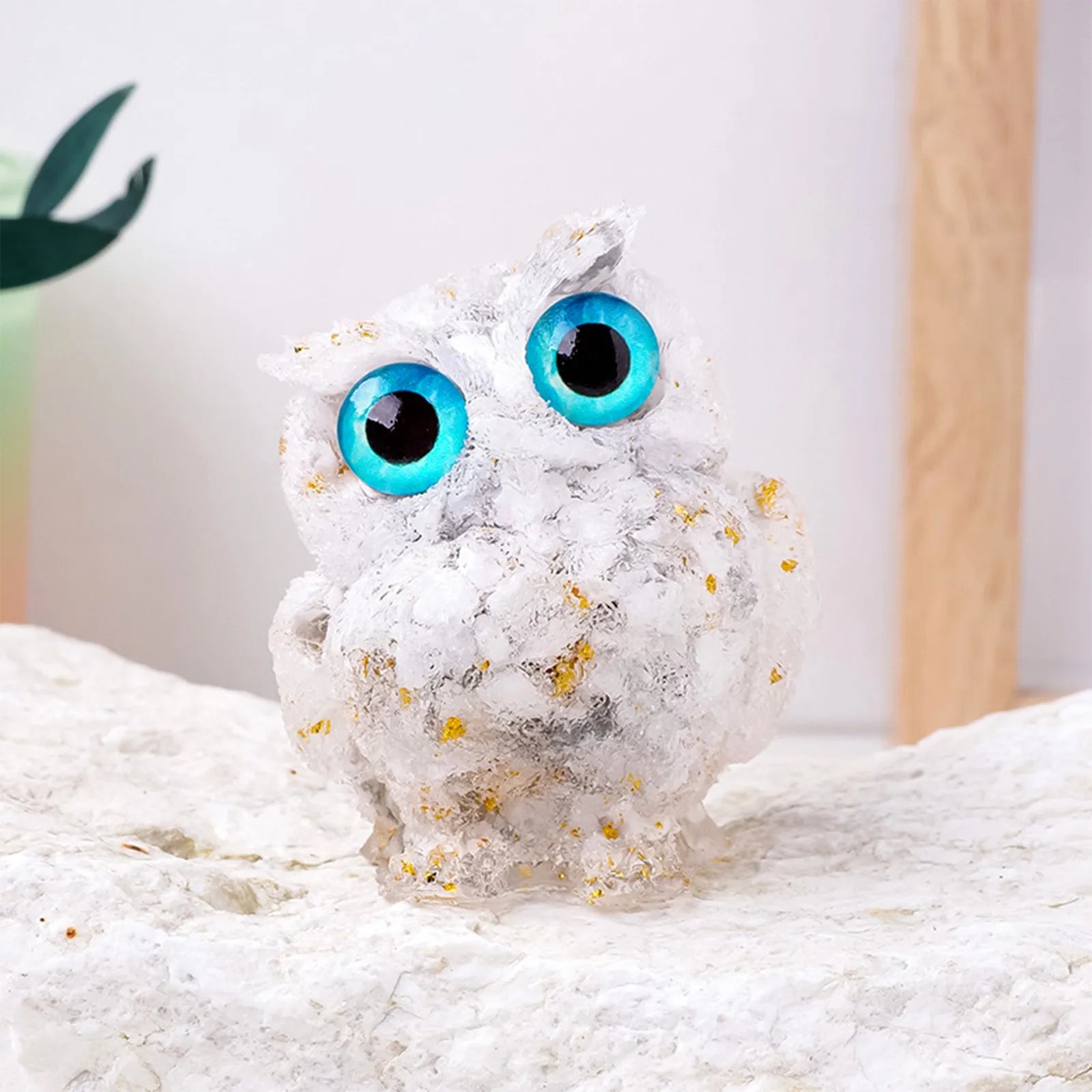 1PC Natural Owl Amethyst Rose Quartz Cute Animal Image Macadam Drip Glue Resin Owl Household Supplies Desktop Ornament Oasis Select A One Size