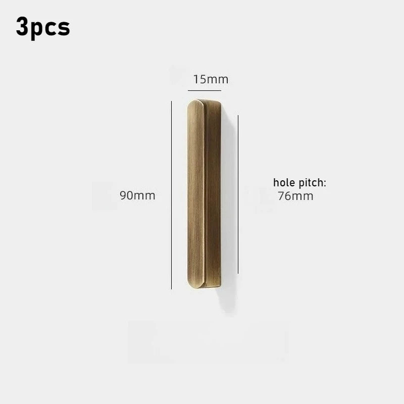 Pure Brass Furniture Vintage Antique Bronze Drawer Cabinet Antique Bronze Solid Wardrobe Minimalist Door and Handle Oasis Select 3PCS Bronze 76mm