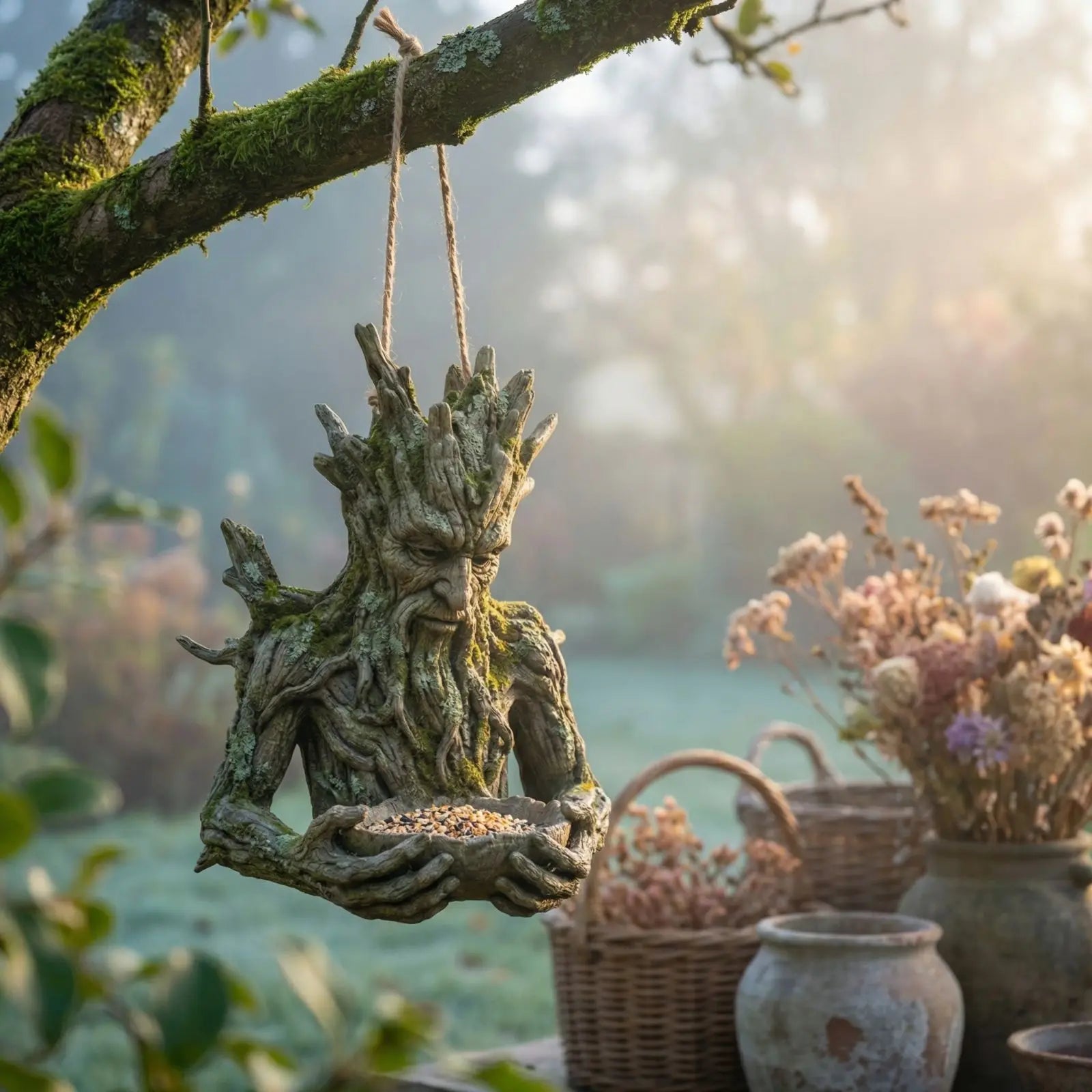Resin Tree Man Bird Feeder – Outdoor Sculpture Garden Décor Outdoor Bird Feeder Oasis Select