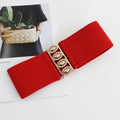 Women Belt Fashion Elastic Waist Cover Golden Buckle Elastic Waist Closure Versatile Wide Belt Paired With Dress Coat Lady Belts Oasis Select Red 85cm