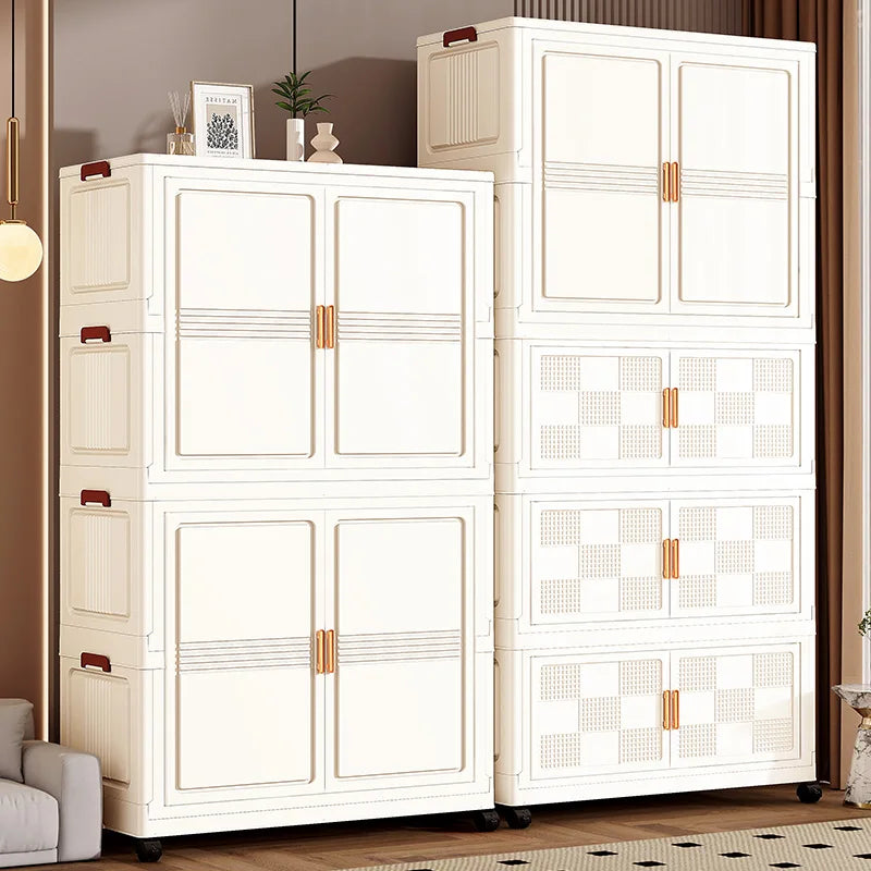 COIZYZZL 31.5 Inch Foldable Storage Wardrobe, 2-6 Tier Multi-Combos with Rolling Wheels, Large Capacity for Living Room/Bedroom Oasis Select