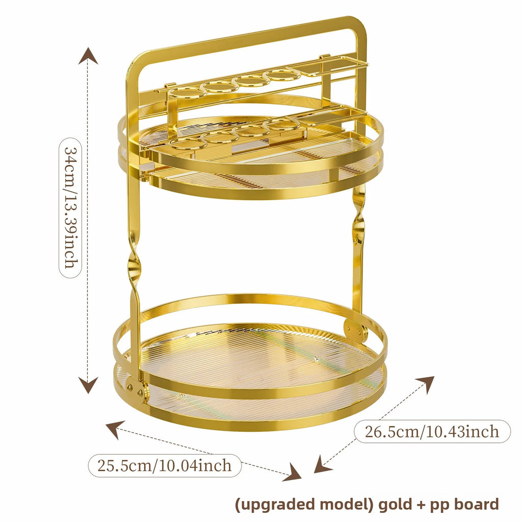 Rotating Cosmetics Storage Rack Dresser Eyeshadow Brush Shelf Premium Sense Desktop Skin Care Products Perfume Finishing Oasis Select Gold SJ PP