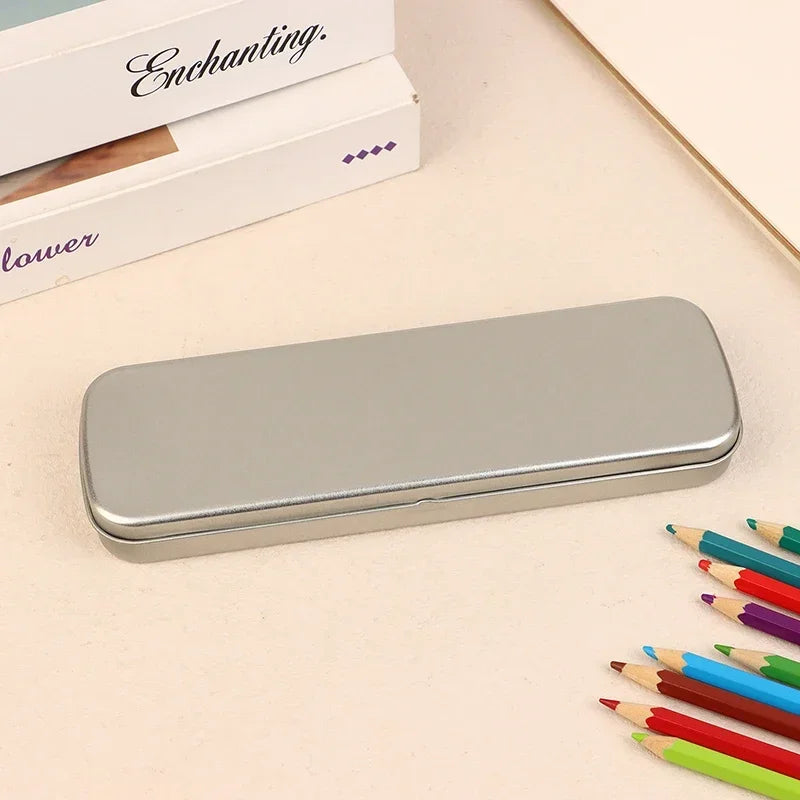 Metal Pen Box Iron Box Versatile Metal Pencil Stationery Students Spacious Heavy Duty Pen Box Rectangular Fountain Pen Case Oasis Select
