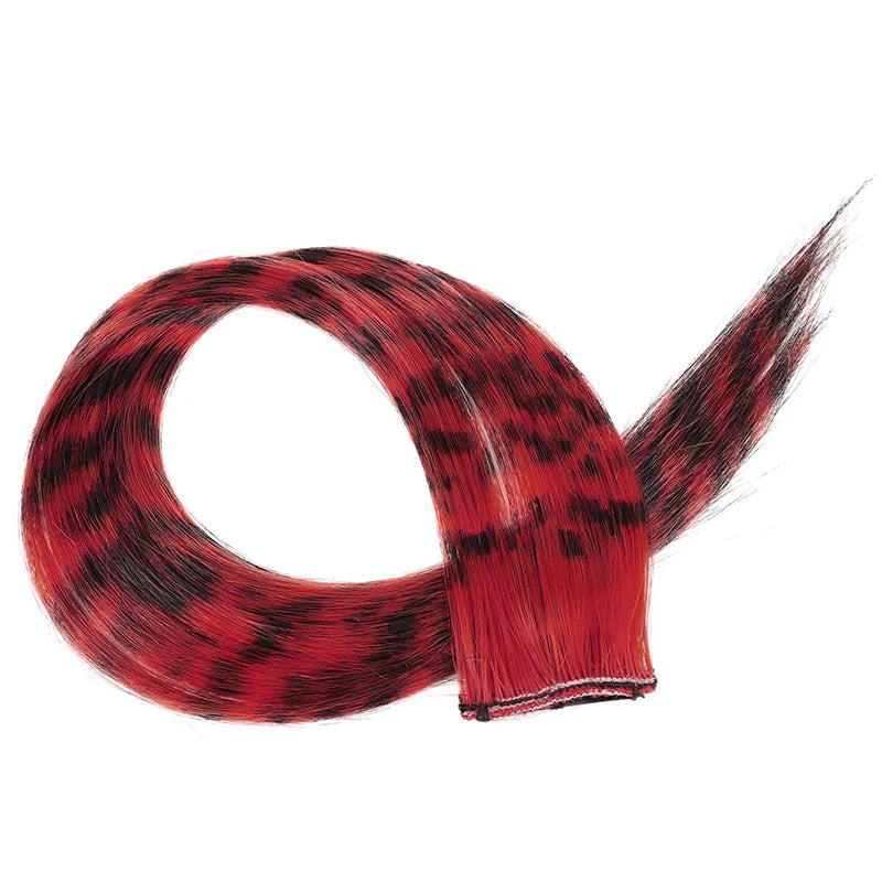 New Stripe Multi-color Leopard Printed Long Straight Wig Clip For Girls Highlights Wig Hairpieces Oasis Select A1