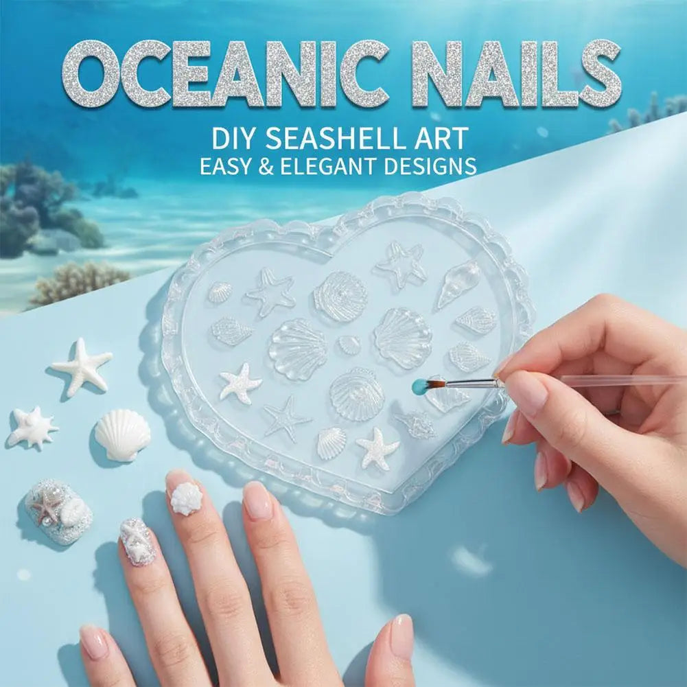 3D Ocean Nail Art Silicone Mold – Starfish, Shell & Sea Life Nail Art Mold Oasis Select