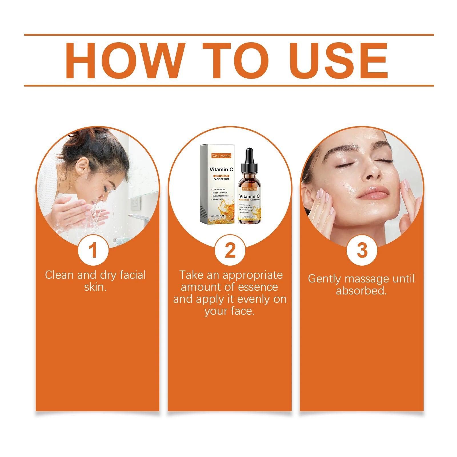 Vitamin C Whitening Serum Remove Freckles Dark Spots Face Essence Fade Melasma Melanin Brighten Repair Dull Skin Care Cosmetics Oasis Select