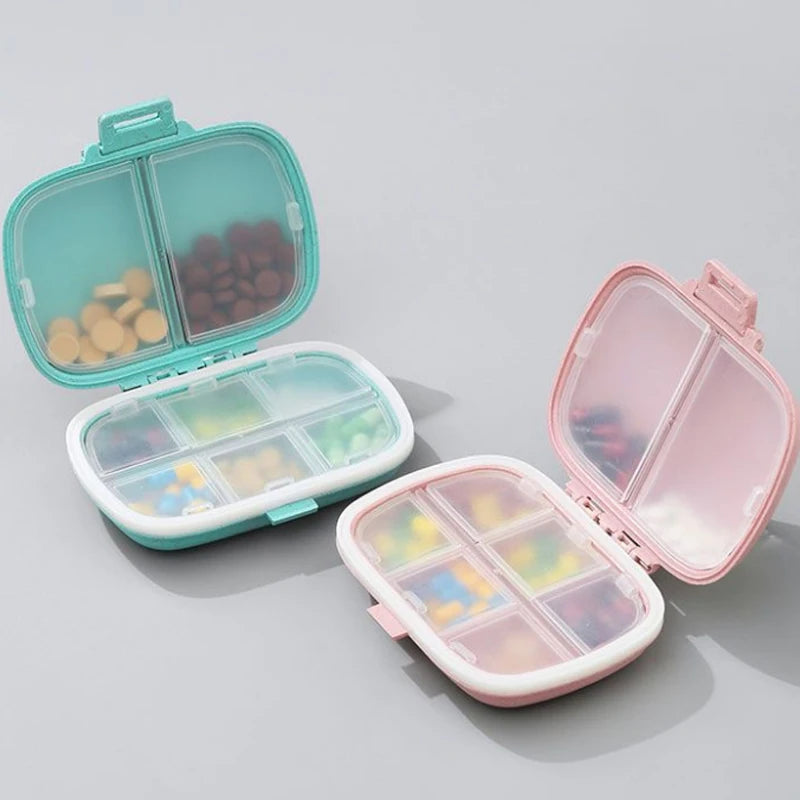 Portable 8-Compartment Sealed Medicine Box Moisture-Proof One Week Pill Box Packaging And Storage Wheat Medicine Box Oasis Select