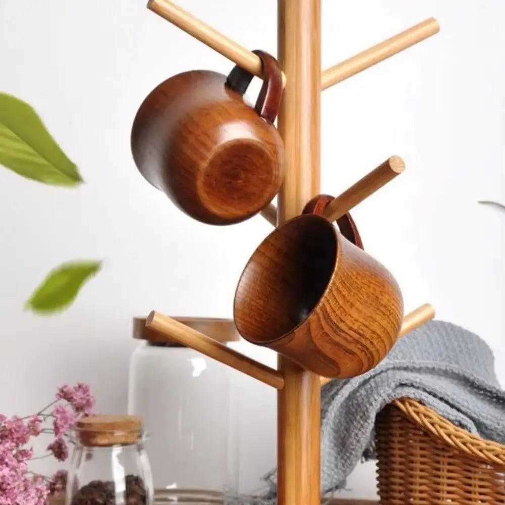 Wooden Tea Cup 200ml | Heat-Safe Rustic Japanese Style