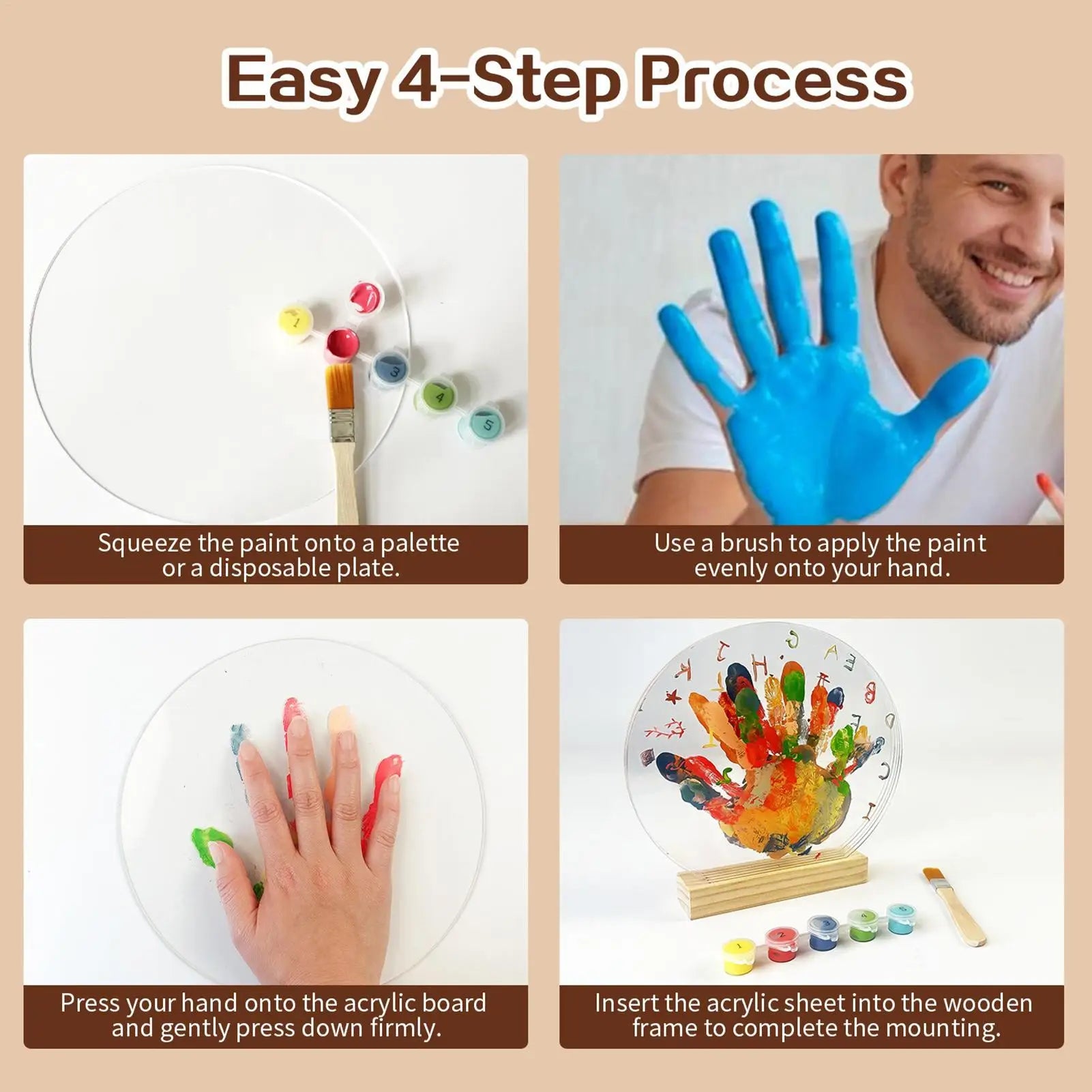 DIY Family Handprint Kit Baby Handprint Set Decorative Creative Family Fingerprint Kit for New Parent Mother's Day Home decor Oasis Select