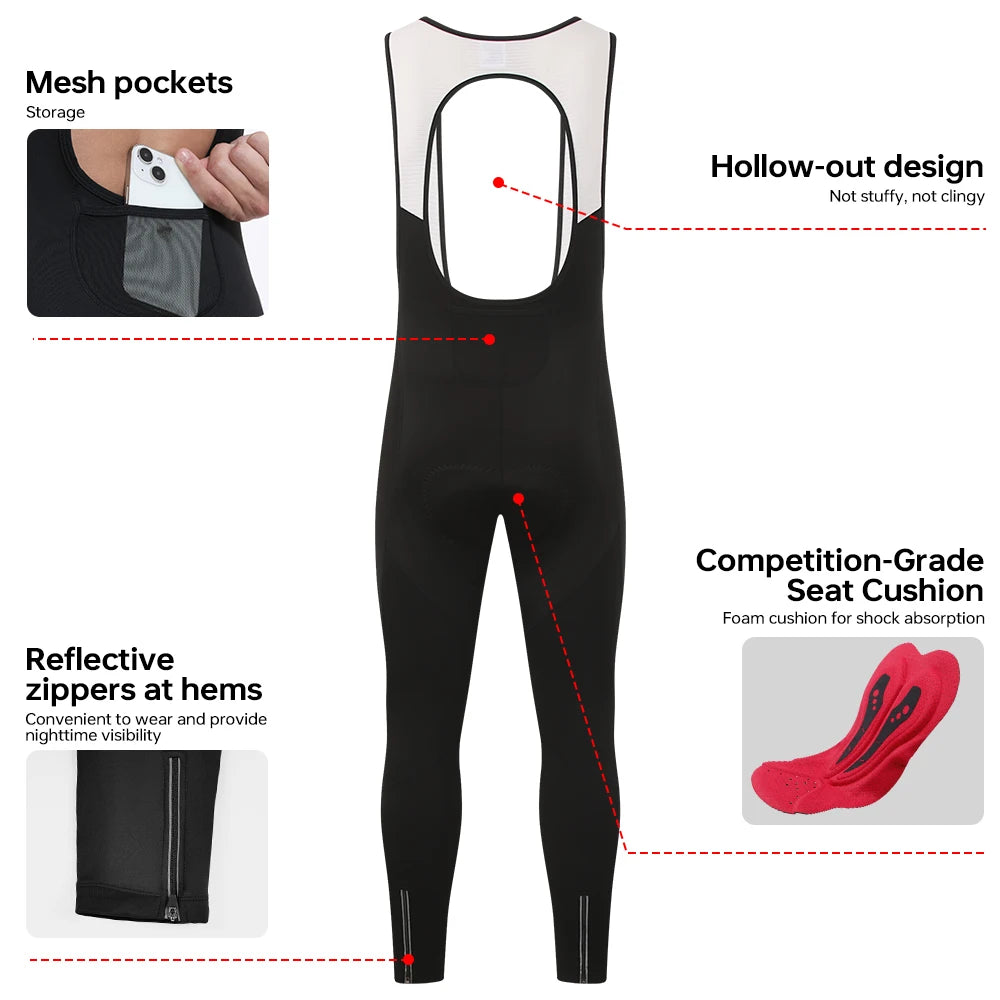 X-TIGER New Winter Men's Cycling Long Bibs Gel Padded Windproof Mountain Road Bike Pants Warm Comfortable Cycling Leggings Oasis Select