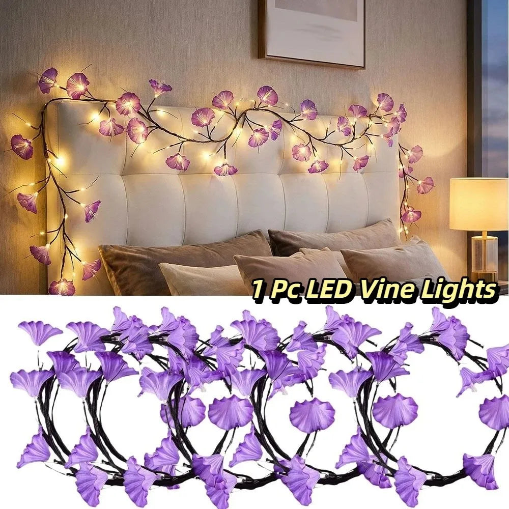 Bendable LED Vine Lights – Flower & Leaf, IP55 Waterproof, 36 LEDs