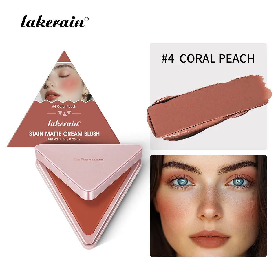 Lakerain 2 IN 1 Cream & Powder Blush Long-Lasting Wearing High Pigment Natural Pink Blusher Waterproof Matte Blush Makeup Oasis Select 4Coral Peach