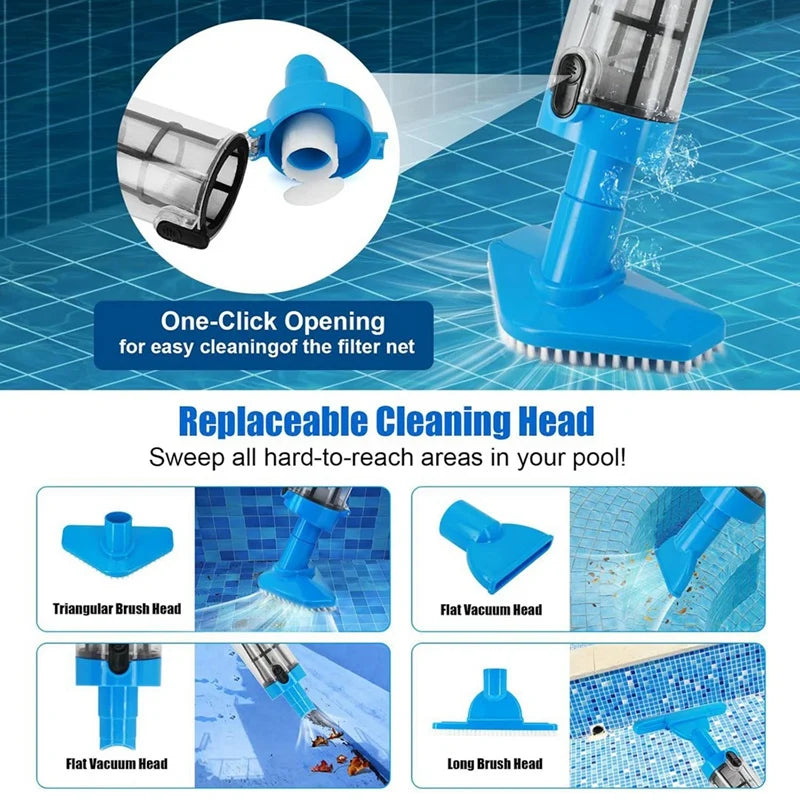 WISH US PLUG 3 In 1 Cordless Pool Vacuum,Handheld Pool Cleaner For Spas,Hot Tubs And Small Pools For Sand And Debris Oasis Select