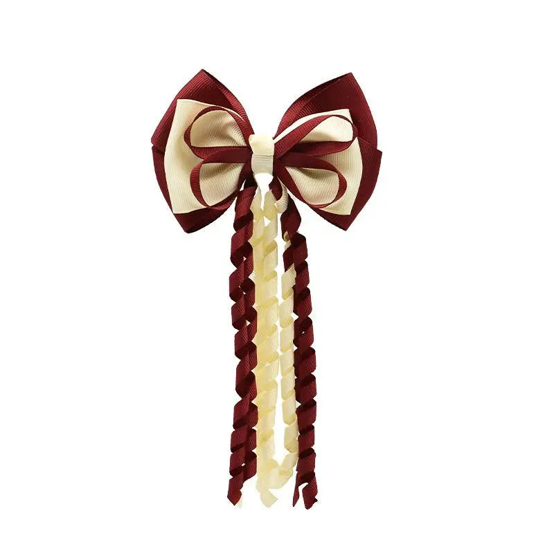 Festival Bow Hair Clips – Curly Ribbon Tassel Hairpins for Girls Hair Bow Clip Oasis Select A18