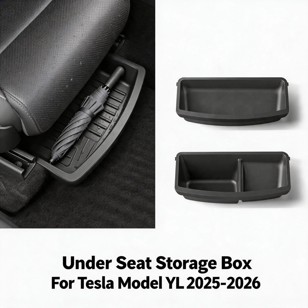 TPE Under Seat Storage Box Drawer For Tesla 2026 Model YL 6-Seat Front Rear Seat Lower Organizer Tray Car Interior Accessories Oasis Select