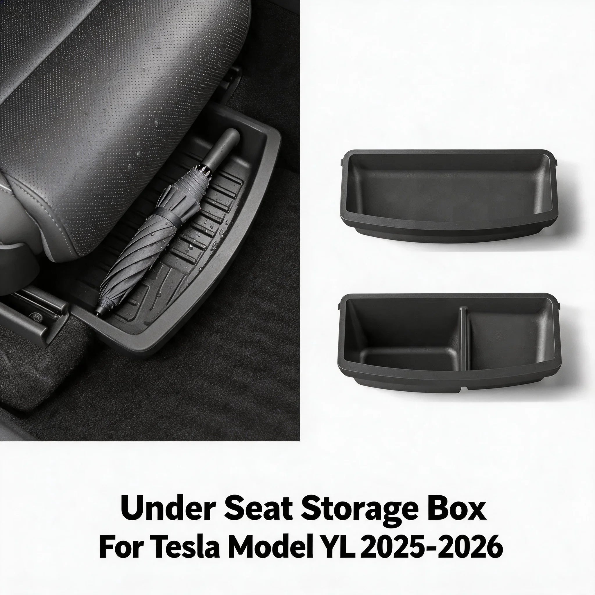 TPE Under Seat Storage Box Drawer For Tesla 2026 Model YL 6-Seat Front Rear Seat Lower Organizer Tray Car Interior Accessories Oasis Select