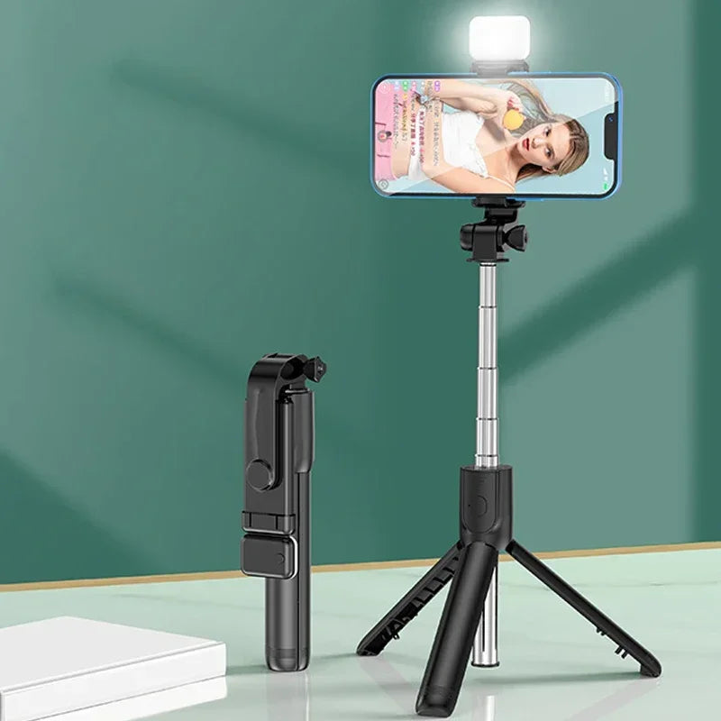 360 Rotation Selfie Stick Toneof Tripod Photo Pole Multi Mode Camera Material Retractable And Mini Cell Phone Selfie Artifact Oasis Select With Light Black