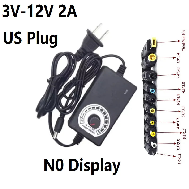 AC Adjustable Power Adapter 9V 12V 24V 1A 2A 3A Adapter 34PCS 8PCS 108PCS Universal AC Power Adapter Various Voltage DC Source Oasis Select US 2A 10PCS Plug