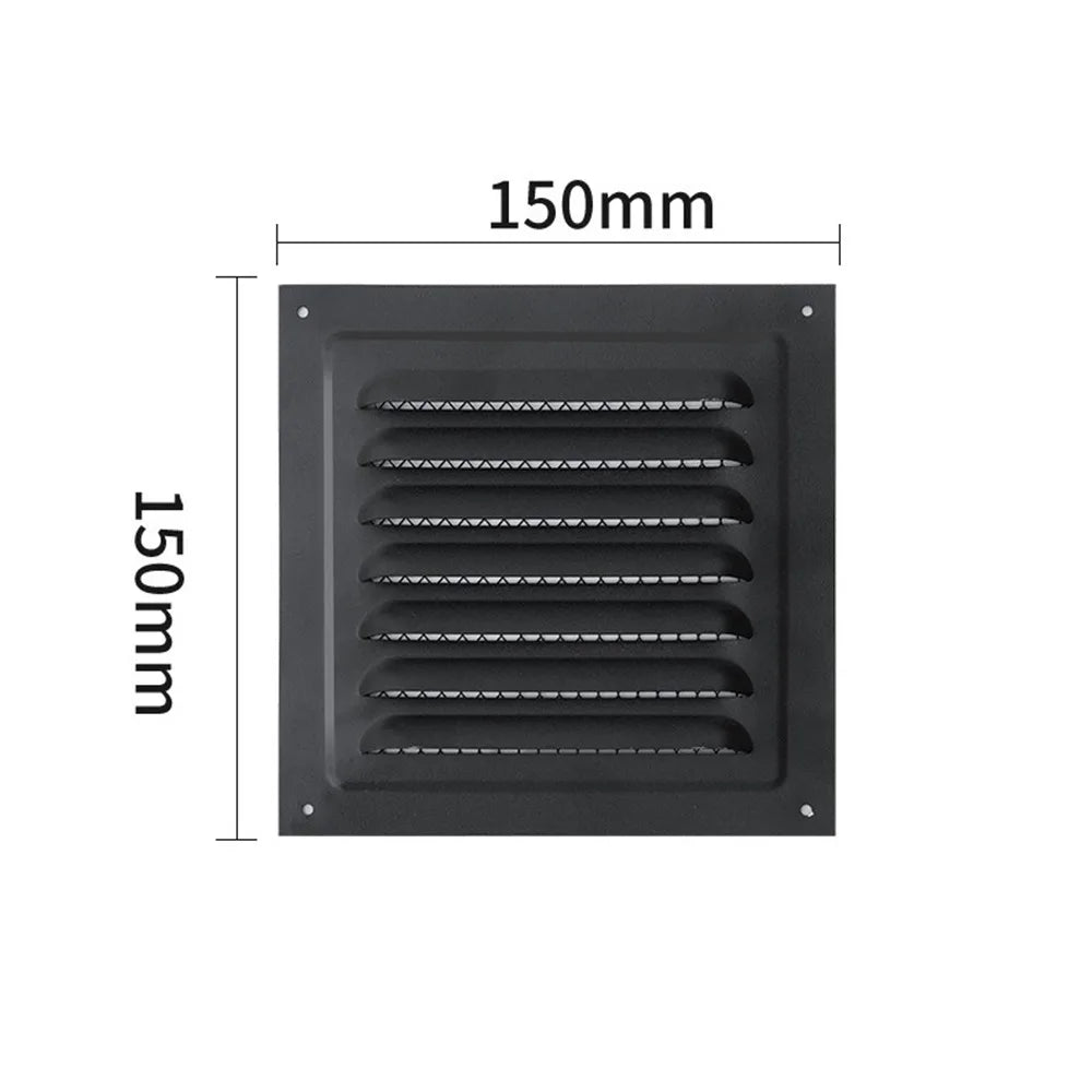 Stainless Steel Metal Vent Cover Built-in Insect Screen White Black Louver Air Vents Grille Square Grille Cover Oasis Select Black 150x150m