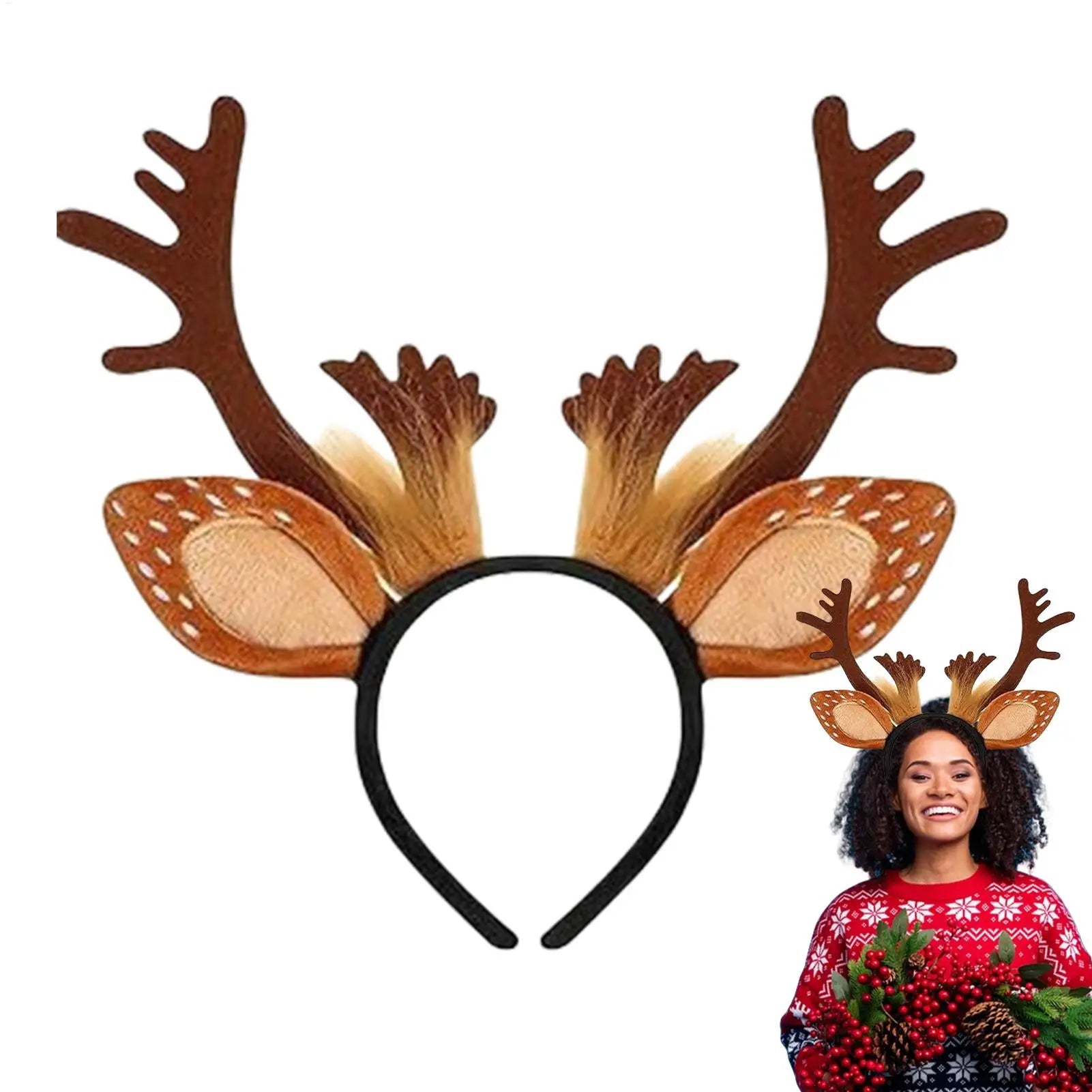 Antlers Headband Christmas Cosplay Headwear Decorative Festive Hairband for Kids Teens Adults Collectors Costume Parties Themed Oasis Select