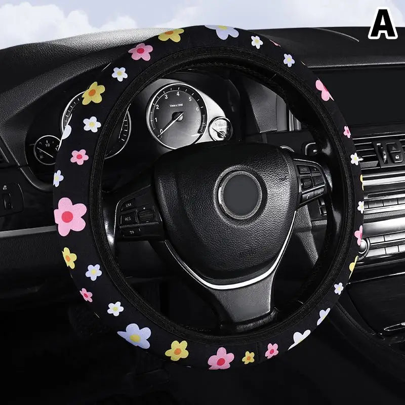 Car Steering Wheel Cover Flowers Print Anti-Slip Universal Auto Steering Wheel Protector Interior Accessories Wheel Cover Oasis Select A