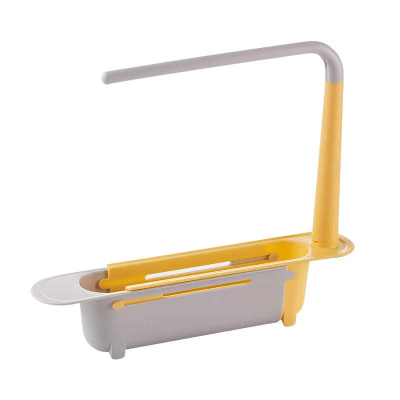 Shaking kitchen sink storage rack telescopic drainage rack drainage basket rag finishing rack Oasis Select YELLOW