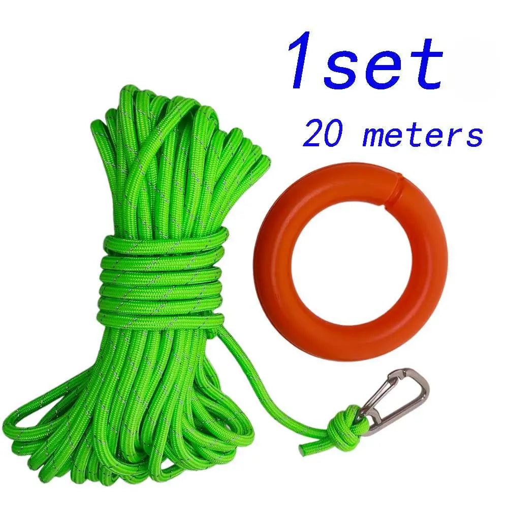 Water Rescue Rope Reflective Floating Line with 304 SS Hook Boat Kayak Pool Emergency High Visibility Lifeguard SafetyThrow Rope Oasis Select 1set Green 20M