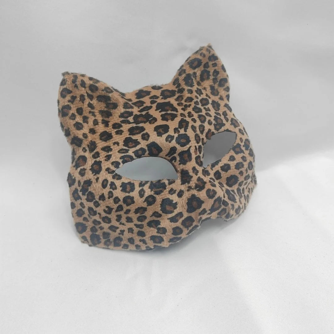 Leopard Cat Half-Face Masquerade Mask | Halloween & Party